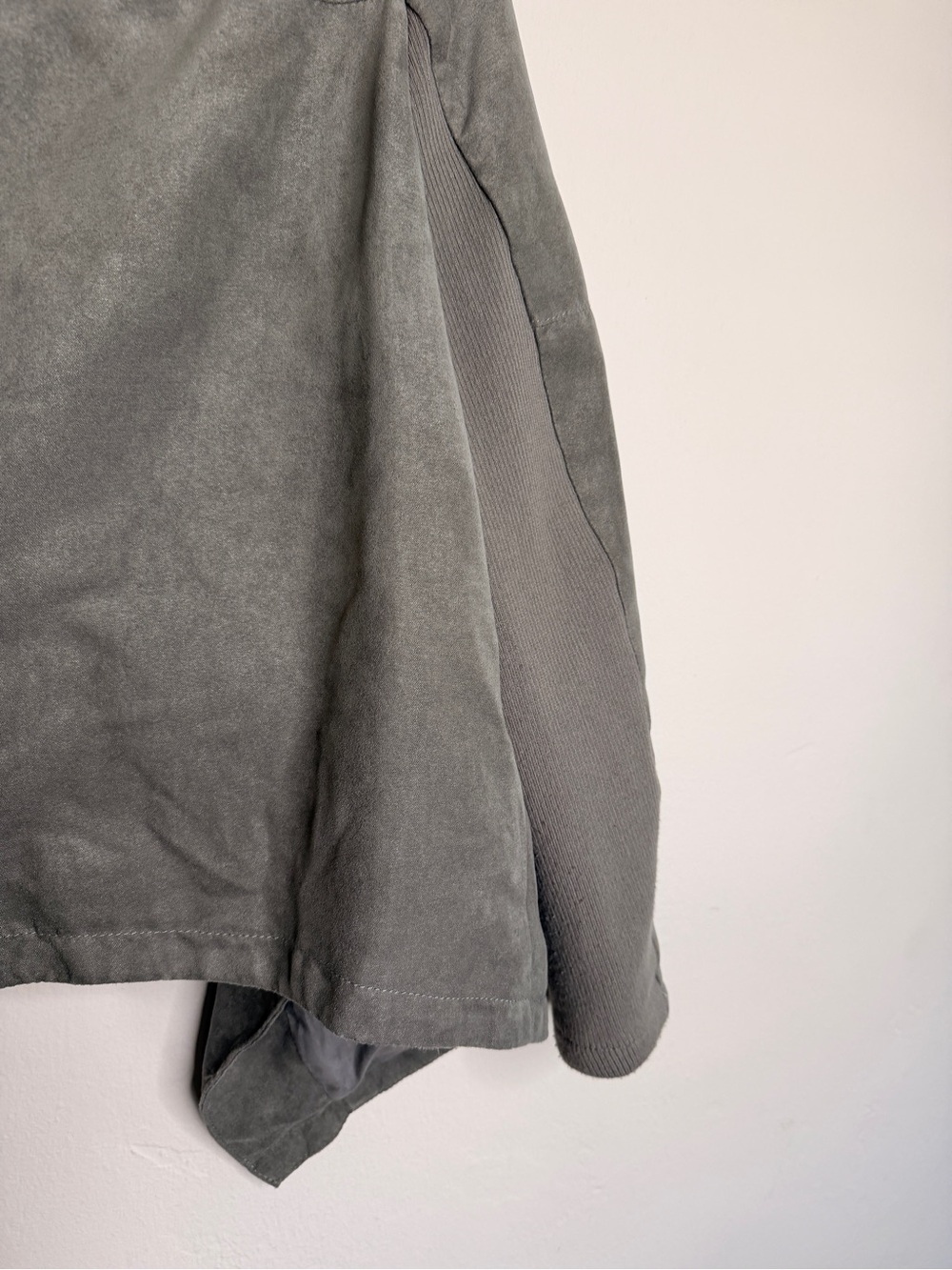 H&M Divided Gray Faux Suede Drape Moto Jacket Size 16 - Picture 11 of 11